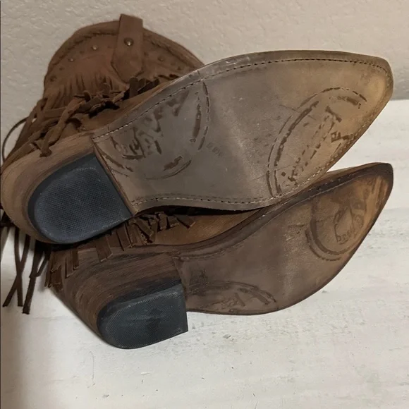 LIBERTY Black Brown Fringe Heeled Boots - Picture 2 of 2